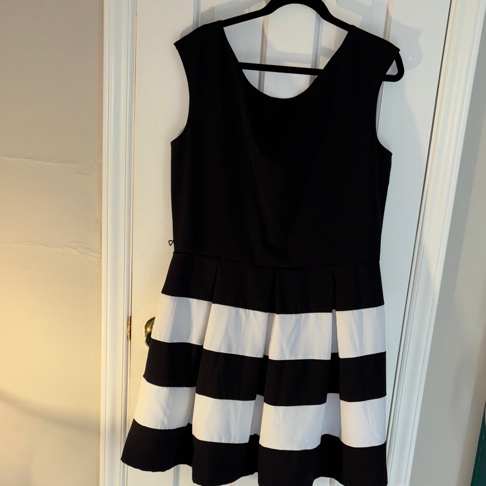 Tiana B. Black and White Striped Women’s Dress
